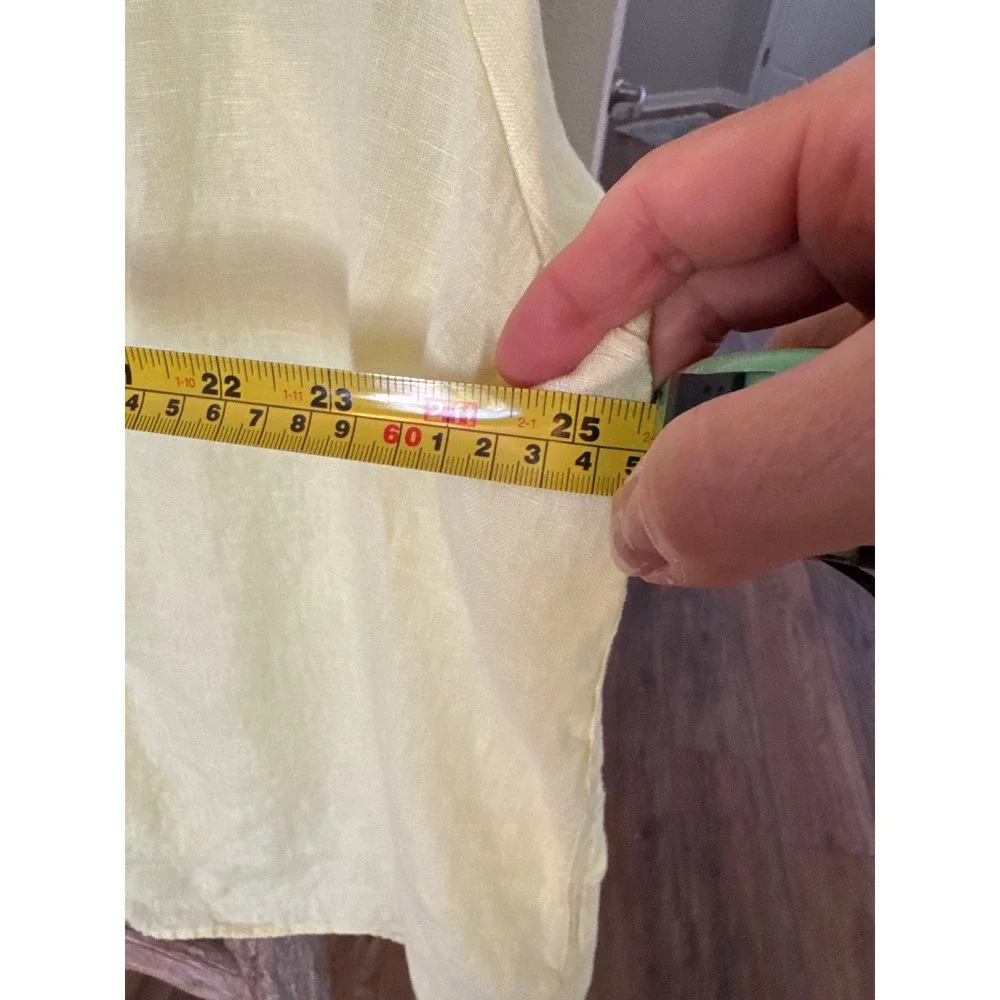 Women'sJ.Crew pale yellow linen-blend v-neck blouse size XL clasic